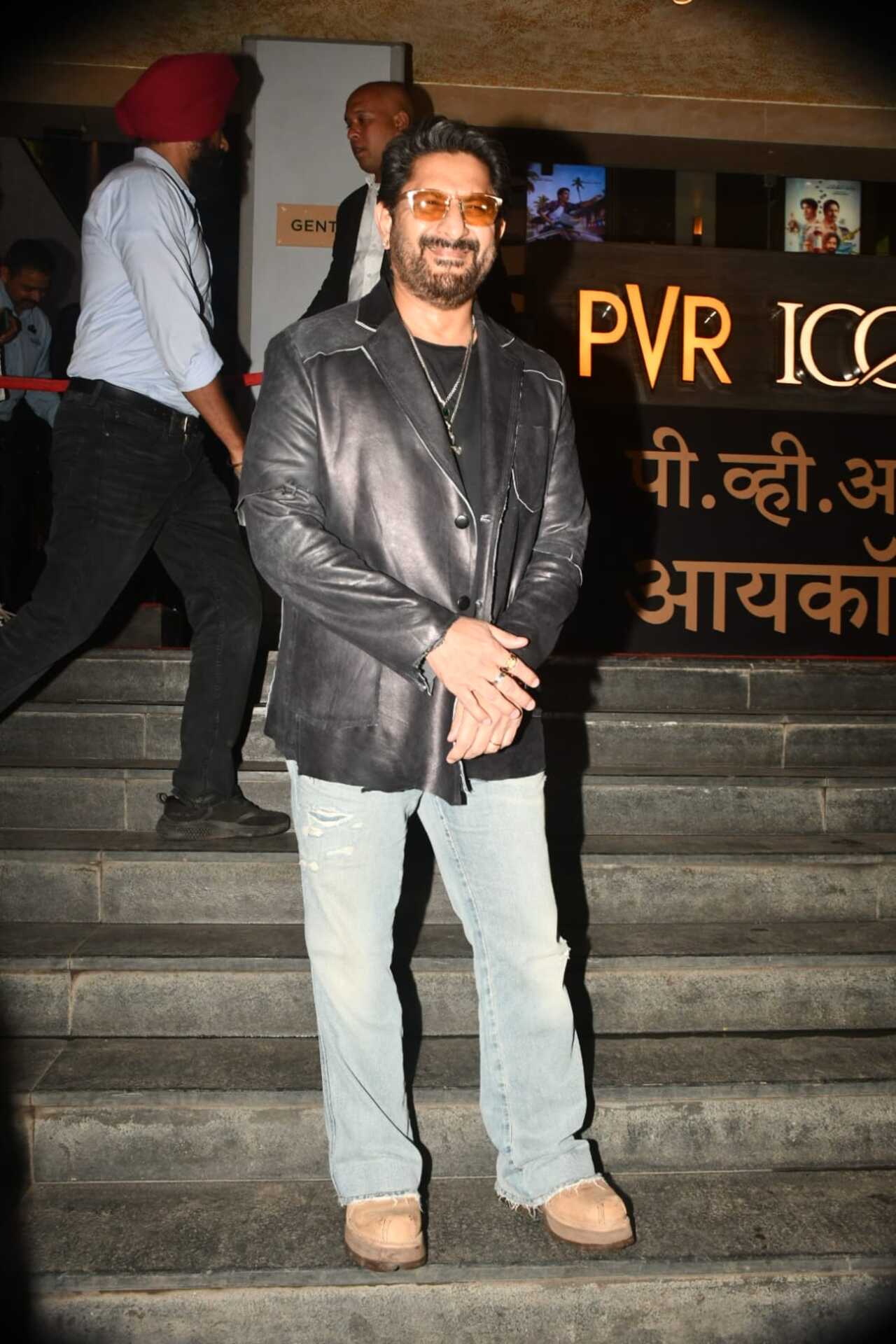 Arshad Warsi was also seen stepping out in a leather jacket with jeans as he arrived for a screening.